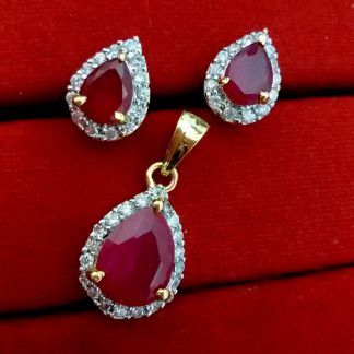 Ruby AD Set Pendant and Earrings for women
