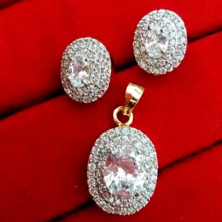 Daphne AD Oval Pendant and Earrings, Valentine Gift for Wife