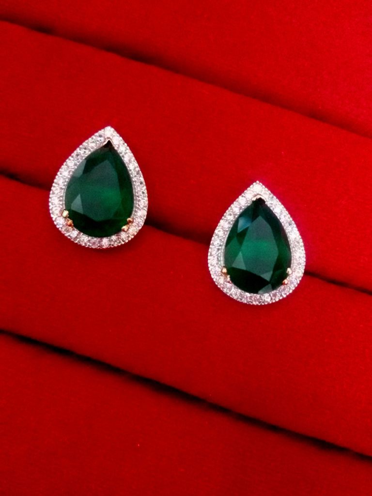 Daphne Green Shade Studded Zircon Earrings