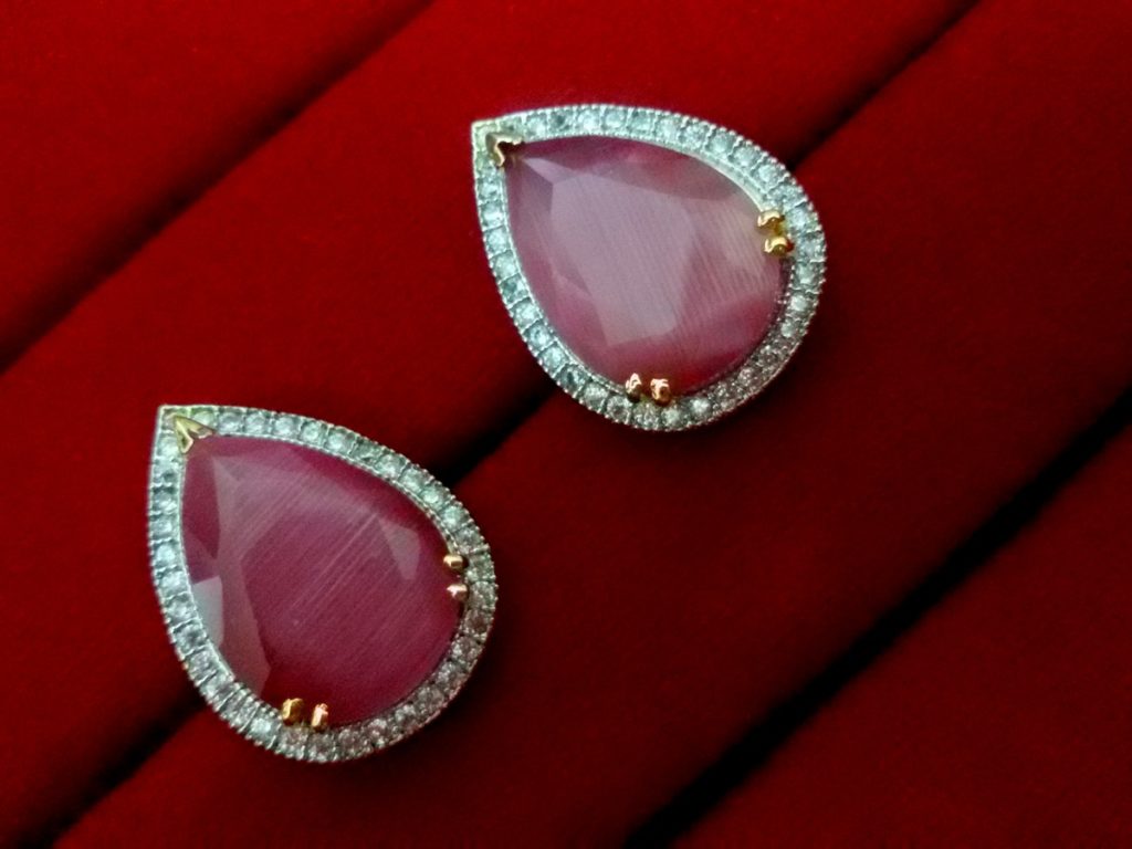 Daphne Pink Shade Studded Zircon Earrings