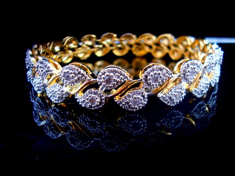 B9, Daphne Fashionable Zircon Leaf Bangles, Party Wear – Buy Indian ...