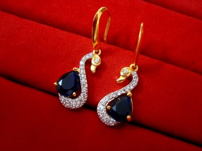 DAPHNE PARTY WEAR BLUE CZ SWAN HANGING FOR WOMEN