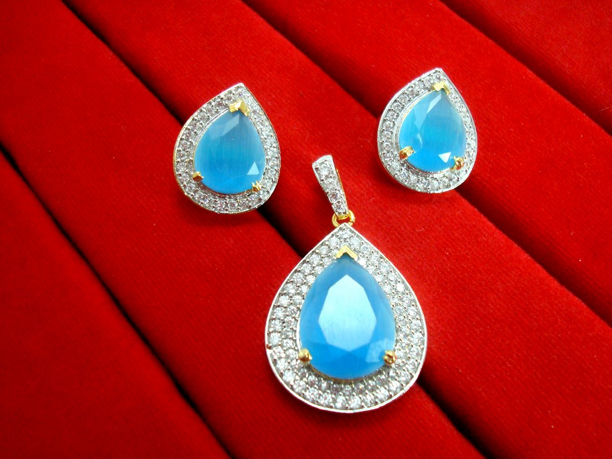 Daphne New Fashion Ferozi Zircon Pendant Earrings for Anniversary Gift