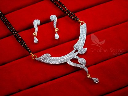 Daphne Leafy Zircon Studded Designer Mangalsutra for Women, Wedding Jewelry, Gift for Wife