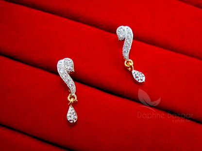 Daphne Leafy Zircon Studded Designer Mangalsutra for Women, Wedding Jewelry, Gift for Wife - EARRINGS