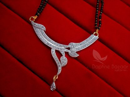 Daphne Leafy Zircon Studded Designer Mangalsutra for Women, Wedding Jewelry, Gift for Wife -PENDANT