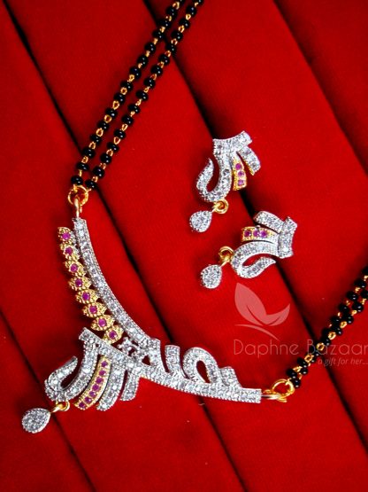 Daphne Zircon Studded Mangalsutra for Women, Wedding Jewellery, Gift for Wife