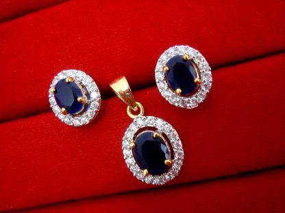 Daphne Fascinating Blue Zircon Pendant and Earrings, Gift for Wife