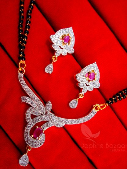 Daphne Pink Zircon Desinger Mangalsutra set for Women, Gift for Wife