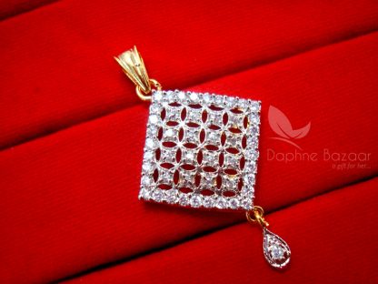 AD51 Daphne Zircon Studded Square Pendant