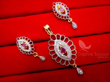 AD53 Daphne Cute Pink Zircon Pendant Set for Women, Gift For Friend