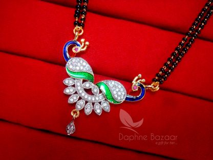 MS95 Daphne Zircon Peacock Meenakari Mangalsutra Pendant