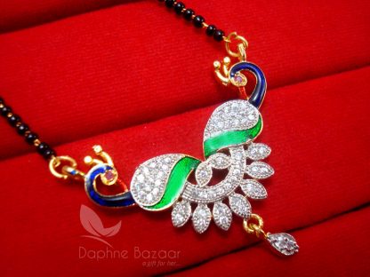 MS951 Daphne Zircon Peacock Meenakari Mangalsutra - PENDANT