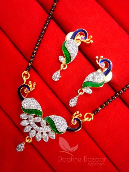 MS951 Daphne Zircon Peacock Meenakari Mangalsutra for Women, Gift for Wife