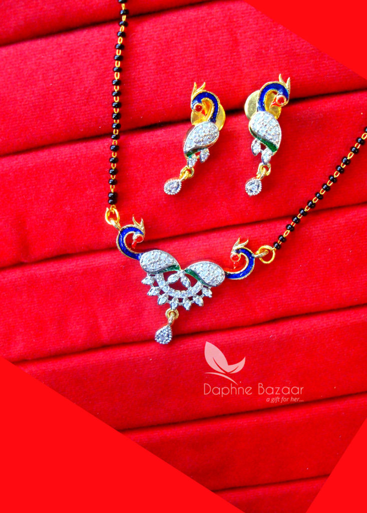 MS951 Daphne Zircon Peacock Meenakari Mangalsutra for Women, Gift for Wife