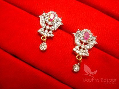 S16 Daphne Pink Chunky Zircon Flora Mangalsutra - EARRINGS