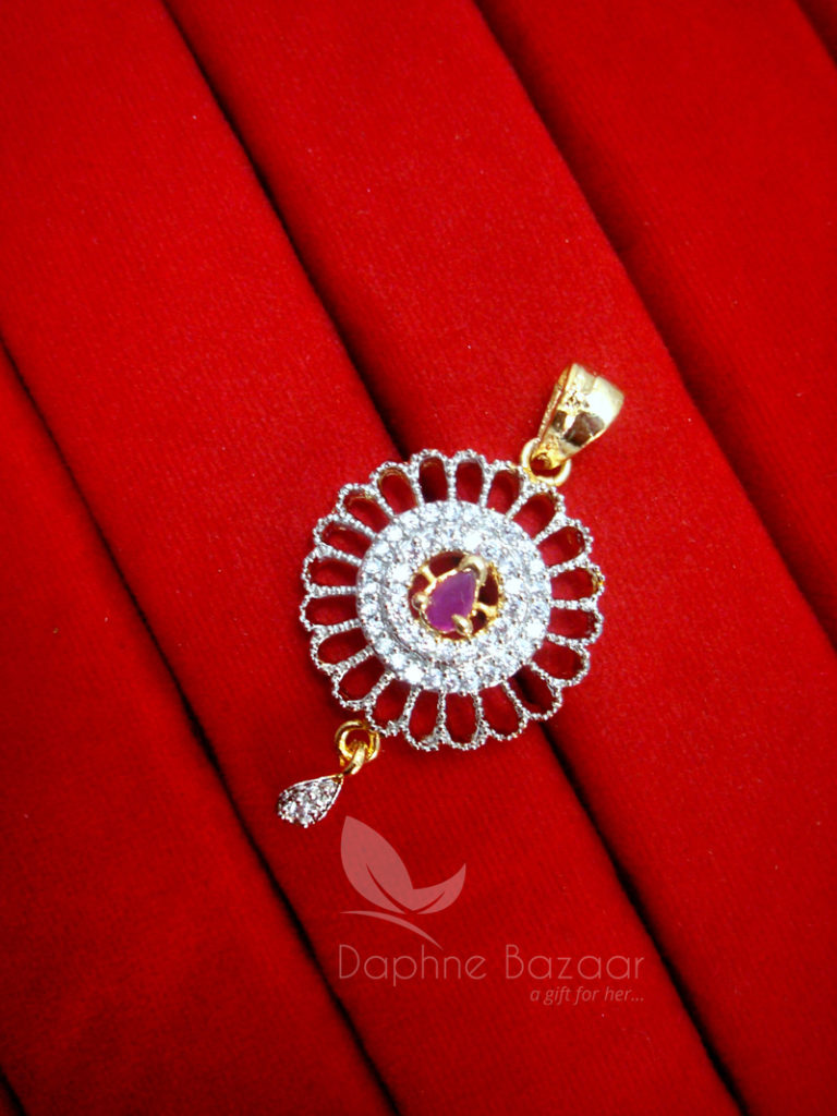 AD57 Daphne Pink Zircon Round Pendant