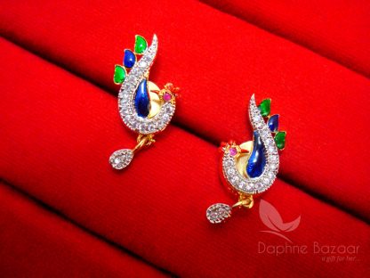 MS861 Multi Colour Daphne Zircon Peacock Meenakari Mangalsutra - EARRINGS