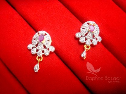 S20 Daphne Pink Zircon Flower Mangalsutra - EARRINGS