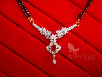 S22, Daphne Pink Zircon Studded Mangalsutra Pendant