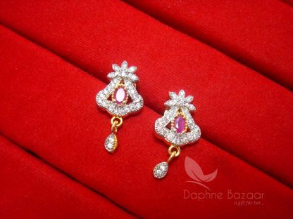 S22, Daphne Pink Zircon Studded Mangalsutra earrings