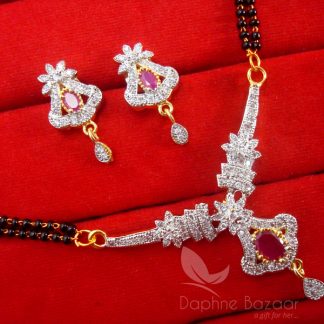 S22, Daphne Pink Zircon Studded Mangalsutra for Women