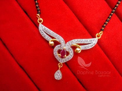 S241, Daphne Pink Zircon Studded Mangalsutra