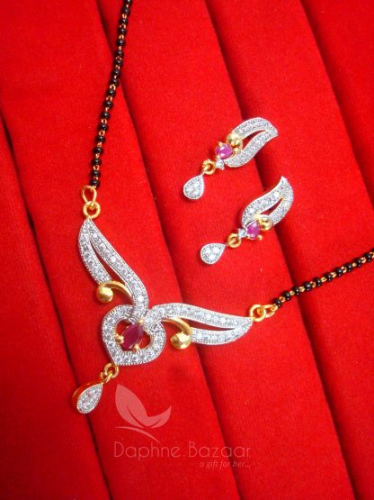 S241, Daphne Pink Zircon Studded Mangalsutra for Women