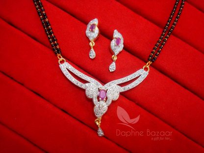 S27, Daphne Pink Zircon Studded Mangalsutra for Women