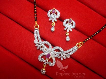 S28, Daphne Pink Zircon Studded Mangalsutra SET for Women