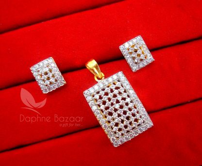 AD77 Daphne Zircon Studded Edge Pendant Set for Women