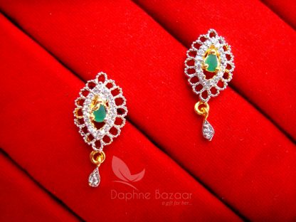 AD79 Daphne Cute Green Zircon Pendant Set for Women - EARRINGS