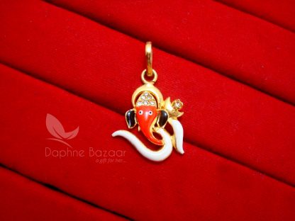 D11P, God Ganesha Om Design Zircon Pendant Temple Jewellery