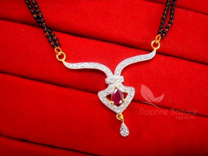 MS291 Daphne Pink Art Zircon Mangalsutra set for Women - Pendant