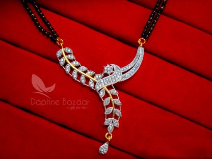 S30 Daphne Zircon Leaf Art Mangalsutra set for Women - PENDANT