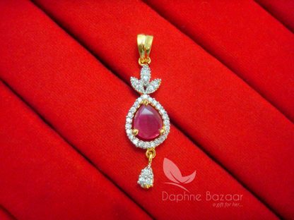 AD86, Daphne Pink Flora Zircon Studded Pendant Set - PENDANT