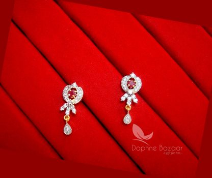 S35, Daphne Pink Chunky Zircon Flora Mangalsutra for Women - EARRINGS.JPG