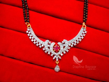 S35, Daphne Pink Chunky Zircon Flora Mangalsutra for Women - PENDANT.JPG