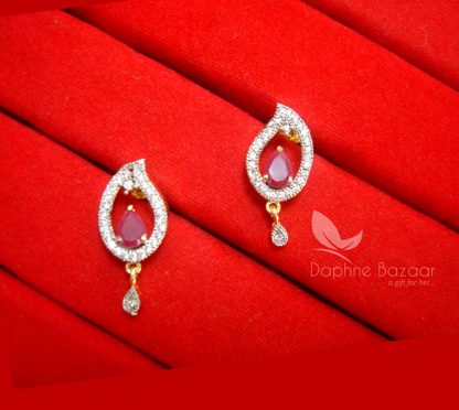 S36, Daphne Flora Pink Zircon Studded Mangalsutra for Women - EARRINGS.JPG