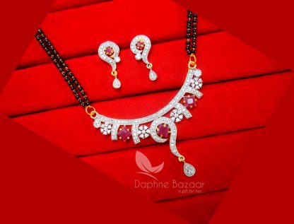 S37, Daphne Designer Pink Zircon Studded Mangalsutra for Women