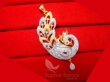 Z15, Daphne Zircon Studded Two Tone Peacock Pendant Set - PENDANT