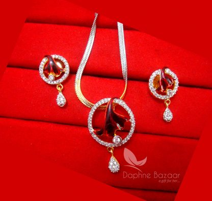 Z20, Daphne Zircon Studded Meenakari Designer Pendant Set, Rakhi Gift