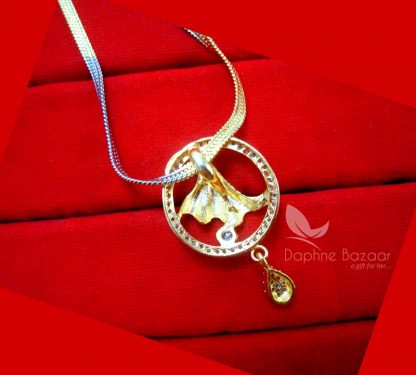 Z20, Daphne Zircon Studded Meenakari Designer Pendant Set, Rakhi Gift - PENDANT BACK