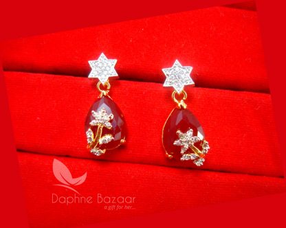 Z23, Daphne Zircon Star Pendant Set for Cute Rakhi Gift - EARRINGS