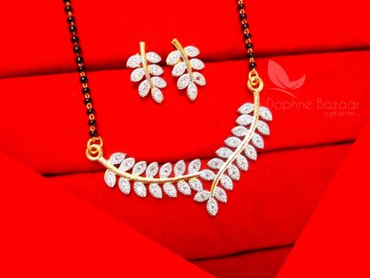 S43, Daphne Zircon Leaf Sleek Art Mangalsutra set for Women