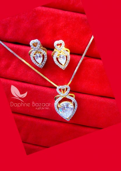 PE34, Daphne Zircon Studded Pendant Earrings for Women