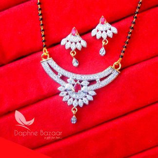 S521, Daphne Pink Zircon Studded Mangalsutra for Women