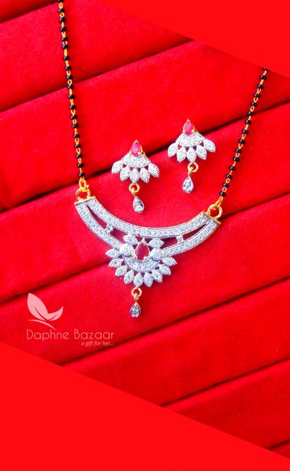 S521, Daphne Pink Zircon Studded Mangalsutra for Women