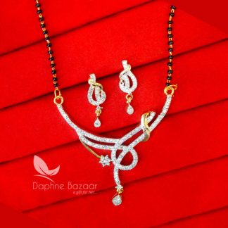 S571 Daphne Zircon Leaf Art Mangalsutra set for Women