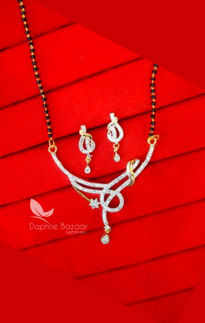 S571 Daphne Zircon Leaf Art Mangalsutra set for Women